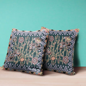 Homeroots 28" X 28" Blue And Pink Bird Blown Seam Floral Indoor Outdoor Throw Pillow   481868