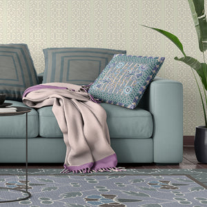 Homeroots 28" X 28" Blue And Gray Peacock Blown Seam Floral Indoor Outdoor Throw Pillow   481873