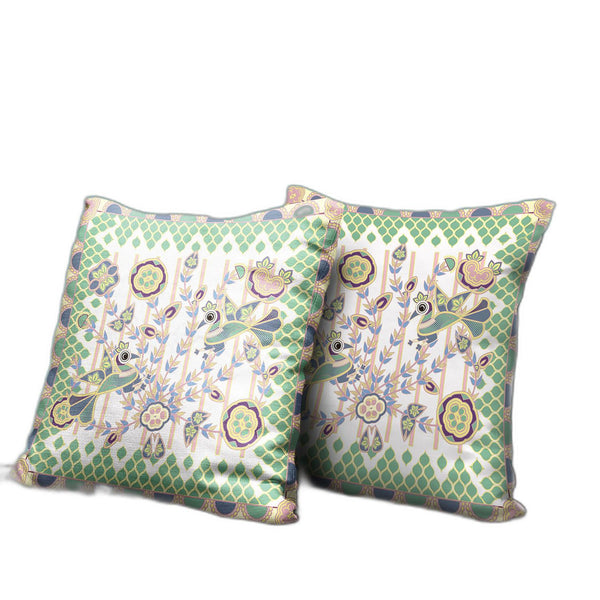 Homeroots 26" X 26" Yellow And White Peacock Blown Seam Floral Indoor Outdoor Throw Pillow   481932