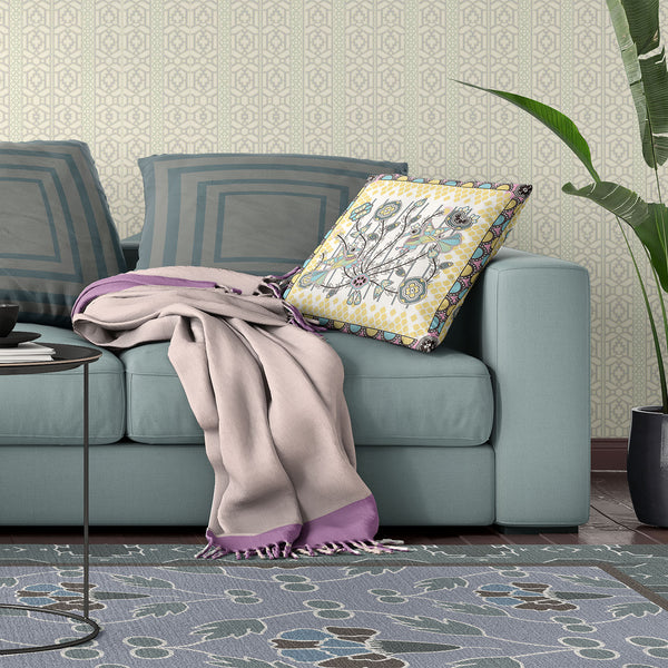 Homeroots 28" X 28" Gray And White Peacock Blown Seam Floral Indoor Outdoor Throw Pillow   481953