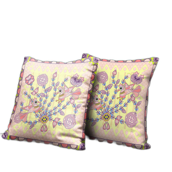 Homeroots 28" X 28" Yellow Peacock Blown Seam Floral Indoor Outdoor Throw Pillow   481958