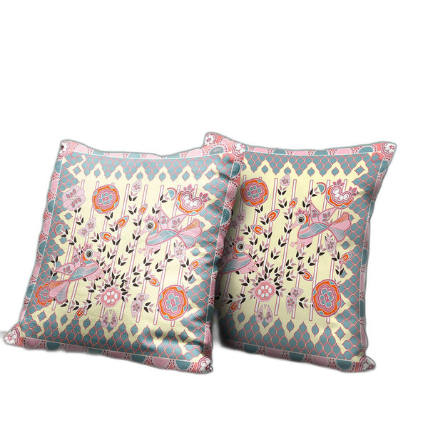 Homeroots 26" X 26" Yellow Peacock Blown Seam Floral Indoor Outdoor Throw Pillow   481962