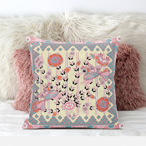 Homeroots 28" X 28" Yellow Peacock Blown Seam Floral Indoor Outdoor Throw Pillow   481963