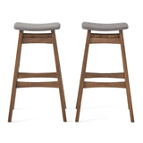 Christopher Knight Home® - Noble House - Emmaline Dark Grey Fabric/ Walnut Finish Bar Stool - Set Of 2