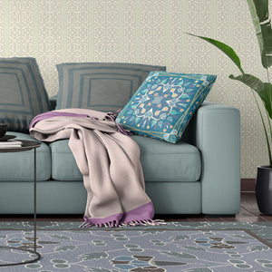 Homeroots 28" X 28" Aqua Blown Seam Paisley Indoor Outdoor Throw Pillow   481968