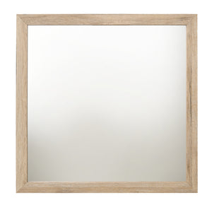 English Elm Miquell Square Wall Mirror with Detailed Molding Frame, 35" Inner Glass, Sleek Non-Beveled Edge Natural 43 L x 43 W x 2 H B2726P261890