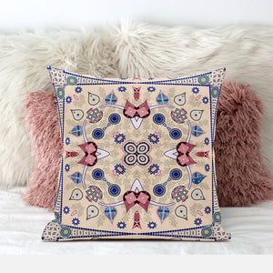 Homeroots 28" X 28" Beige Blown Seam Paisley Indoor Outdoor Throw Pillow   481983