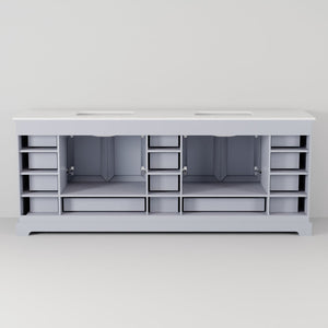 English Elm Dark Grey Double Bath Vanity 84 in W x 22 in D with Cultured Marble Top, Soft-Close Drawers, Storage B2731P258428