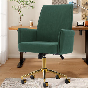 English Elm Mid-back Striped Fabric Office Chair with Gold Base Ergonomic Memory Foam Lumbar Green W2311P420442