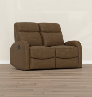 English Elm Beige Manual Reclining Loveseat with Dual Contoured Seats for Compact Living Spaces Brown B361P484466