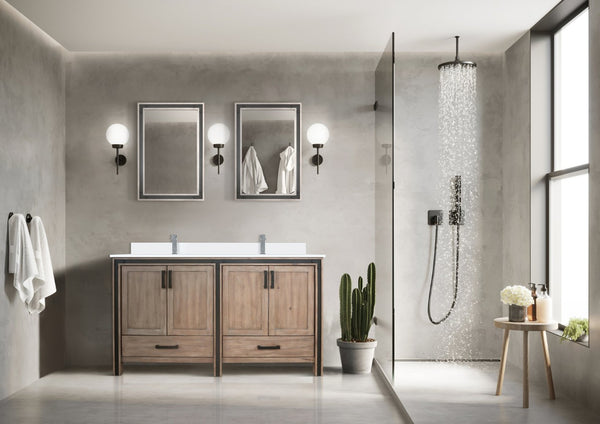 English Elm Rustic Barnwood Double Bath Vanity With Cultured Marble Top & Dual Mirrors For Stylish Storage Solutions B2731S00924-GIGA