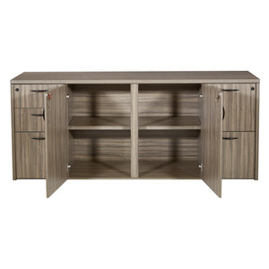 OSP Home Furnishings Storage Credenza with Soft-close Doors Engineered Wood Mid-century Modern Media Console NAPURB-110