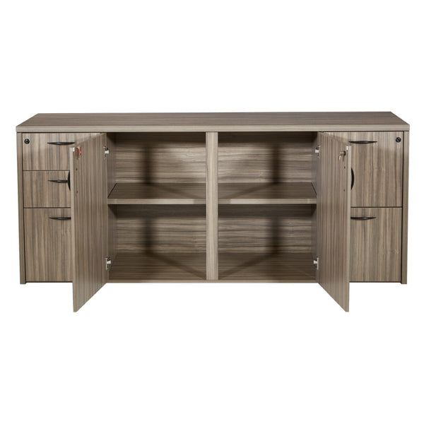 OSP Home Furnishings Storage Credenza with Soft-close Doors Engineered Wood Mid-century Modern Media Console NAPURB-110