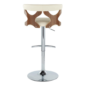 English Elm Contemporary Swivel Barstools with Cut-out Back Faux Leather Seat and Wood Accents Set B202S00878