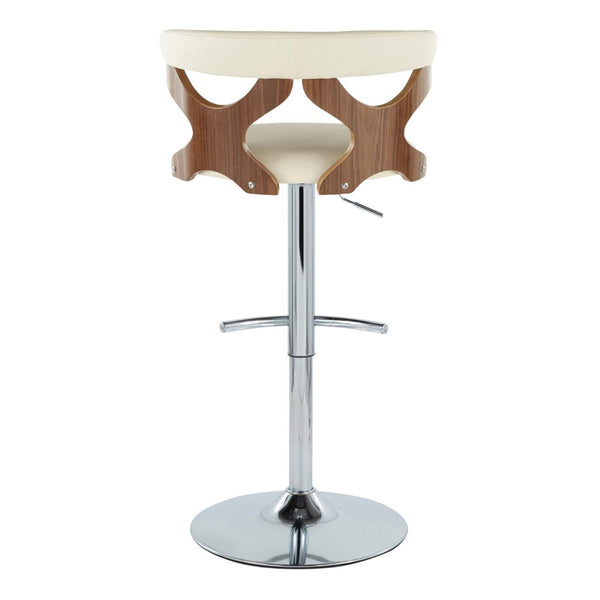English Elm Contemporary Swivel Barstools with Cut-out Back Faux Leather Seat and Wood Accents Set B202S00878