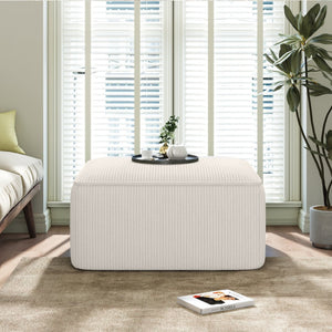 English Elm Upholstered Corduroy Square Ottoman Plywood Frame Sectional Footrest for Living Room Beige N757P414087I