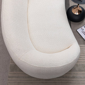 English Elm 3+1, Cloud Curved Boucle Sofa Three Seat Sculptural Arc for Modern Living Rooms W2664S00101