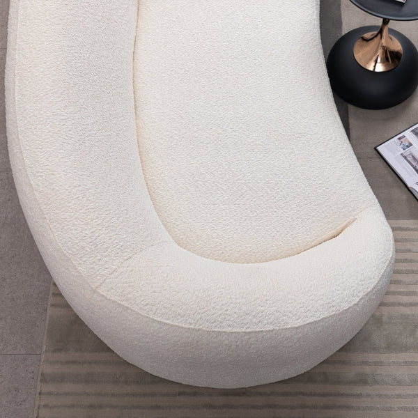 English Elm 3+1, Cloud Curved Boucle Sofa Three Seat Sculptural Arc for Modern Living Rooms W2664S00101