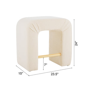 English Elm Christopher Knight Home® - 24''Boucle Modern Inverted U-Shape Stool Set of 2 — Cream Bouclé Upholstery, Rubberwood Legs, 24" Seat N780P187017C