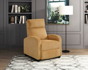 English Elm Modern Parsons Push Back Recliner Chair in Soft Corduroy Fabric — Sleek Comfortable Living Room Lounger with Solid Wood Frame and Easy Recline Mechanism Yellow 30 L x 27 W x 21.5 H B011P395835