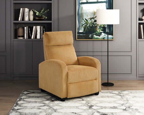 English Elm Modern Parsons Push Back Recliner Chair in Soft Corduroy Fabric — Sleek Comfortable Living Room Lounger with Solid Wood Frame and Easy Recline Mechanism Yellow 30 L x 27 W x 21.5 H B011P395835