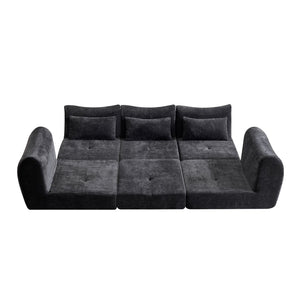 English Elm Modular Cloud Sectional Sofa Bed with Flannelette Upholstery for Flexible Living Black W1829S00074