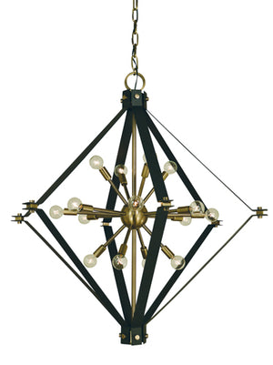 Framburg 16-light Industrial-style Foyer Chandelier With Unique Frames For Stunning Home Illumination Antique Brass With Matte Black Metal 4820 Ab/Mblack