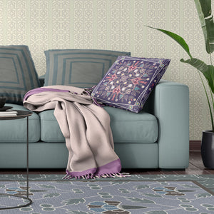 Homeroots 26" X 26" Purple Blown Seam Paisley Indoor Outdoor Throw Pillow   482002