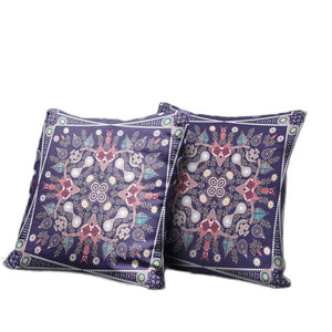 Homeroots 26" X 26" Purple Blown Seam Paisley Indoor Outdoor Throw Pillow   482002