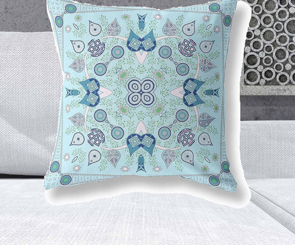 Homeroots 26" X 26" Light White Blown Seam Floral Indoor Outdoor Throw Pillow   482012