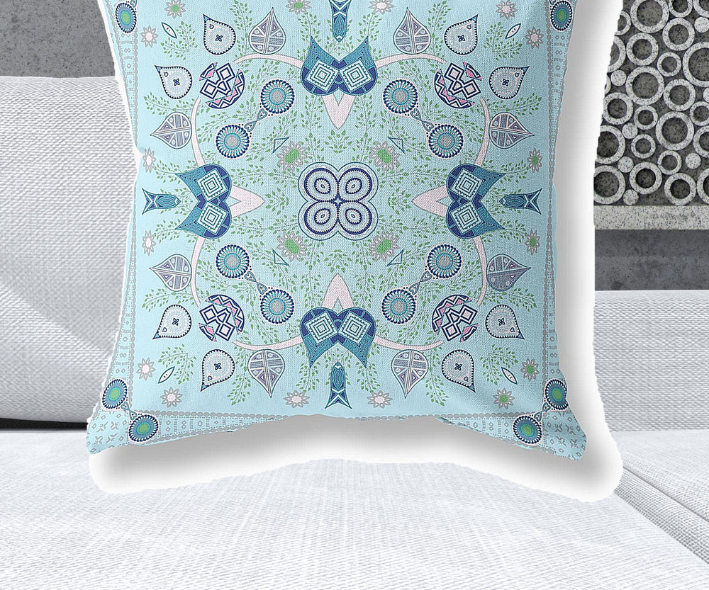 Homeroots 28" X 28" Light White Blown Seam Floral Indoor Outdoor Throw Pillow   482013