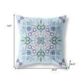 Homeroots 26" X 26" Light Blue Blown Seam Paisley Indoor Outdoor Throw Pillow   482017