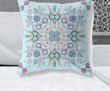 Homeroots 26" X 26" Light Blue Blown Seam Paisley Indoor Outdoor Throw Pillow   482017