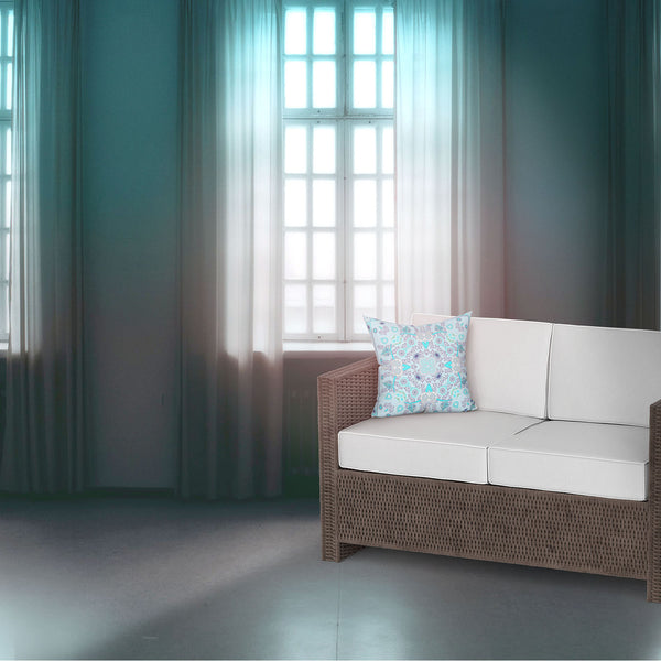 Homeroots 26" X 26" Light Grey Blown Seam Floral Indoor Outdoor Throw Pillow   482022