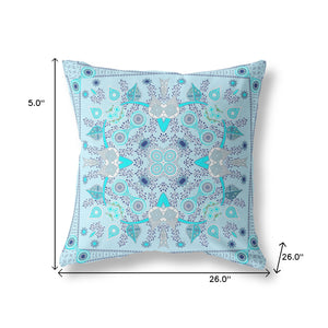 Homeroots 26" X 26" Light Grey Blown Seam Floral Indoor Outdoor Throw Pillow   482022