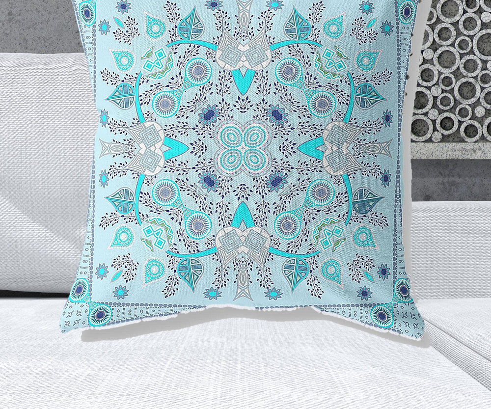 Homeroots 28" X 28" Light Grey Blown Seam Floral Indoor Outdoor Throw Pillow   482023