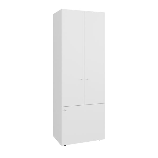 English Elm Armoire 66.9" H - Modern 3-Door Wardrobe With 3 Shelves, Eco-Friendly, Space-Saving Design In White B097P395876
