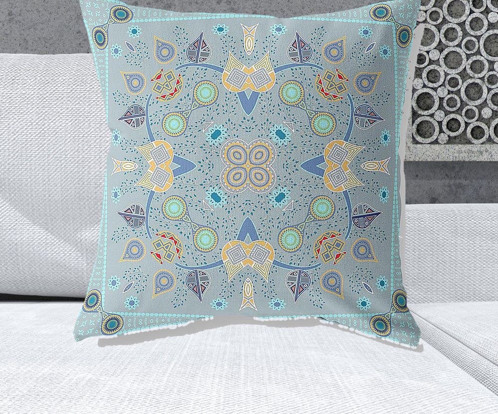 Homeroots 26" X 26" Light Yellow Blown Seam Floral Indoor Outdoor Throw Pillow   482032