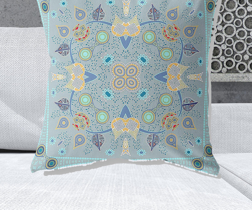 Homeroots 28" X 28" Light Yellow Blown Seam Floral Indoor Outdoor Throw Pillow   482033