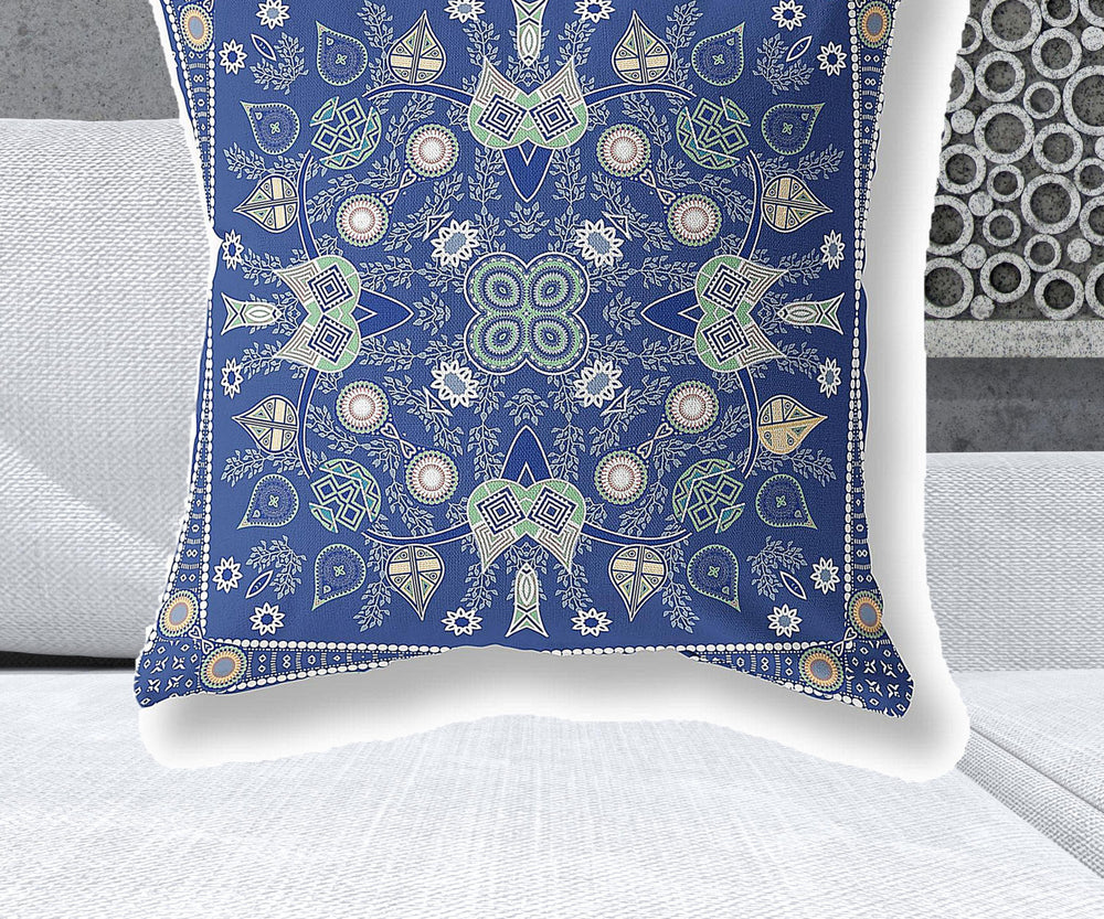 Homeroots 28" X 28" Midnight White Blown Seam Floral Indoor Outdoor Throw Pillow   482043