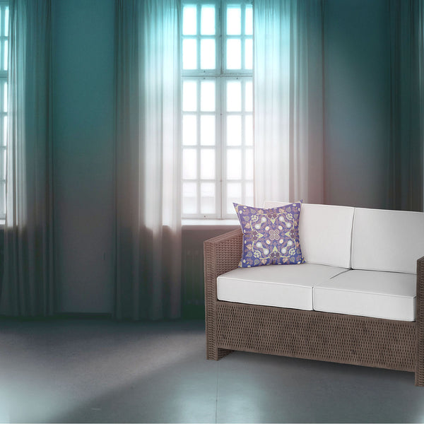 Homeroots 26" X 26" Midnight Green Blown Seam Floral Indoor Outdoor Throw Pillow   482052