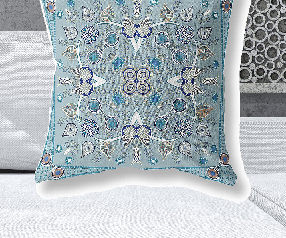 Homeroots 28" X 28" Muted White Blown Seam Floral Indoor Outdoor Throw Pillow   482058