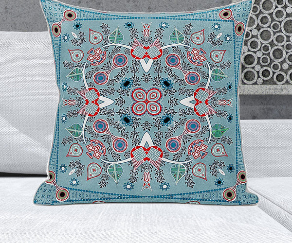 Homeroots 26" X 26" Muted Red Blown Seam Floral Indoor Outdoor Throw Pillow   482062