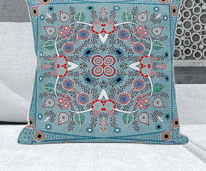 Homeroots 28" X 28" Muted Red Blown Seam Floral Indoor Outdoor Throw Pillow   482063