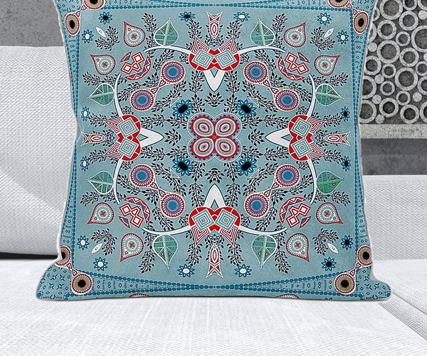 Homeroots 28" X 28" Muted Red Blown Seam Floral Indoor Outdoor Throw Pillow   482063