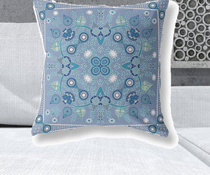 Homeroots 26" X 26" Muted White Blown Seam Floral Indoor Outdoor Throw Pillow   482067