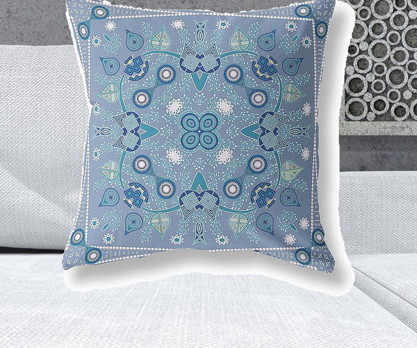 Homeroots 26" X 26" Muted White Blown Seam Floral Indoor Outdoor Throw Pillow   482067