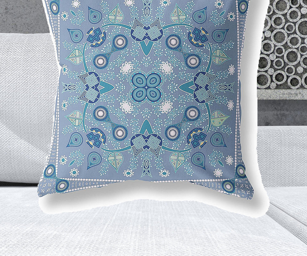 Homeroots 28" X 28" Muted White Blown Seam Floral Indoor Outdoor Throw Pillow   482068