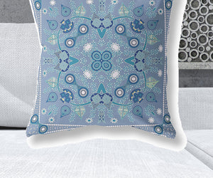 Homeroots 28" X 28" Muted White Blown Seam Floral Indoor Outdoor Throw Pillow   482068