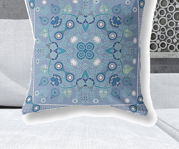 Homeroots 28" X 28" Muted White Blown Seam Floral Indoor Outdoor Throw Pillow   482068